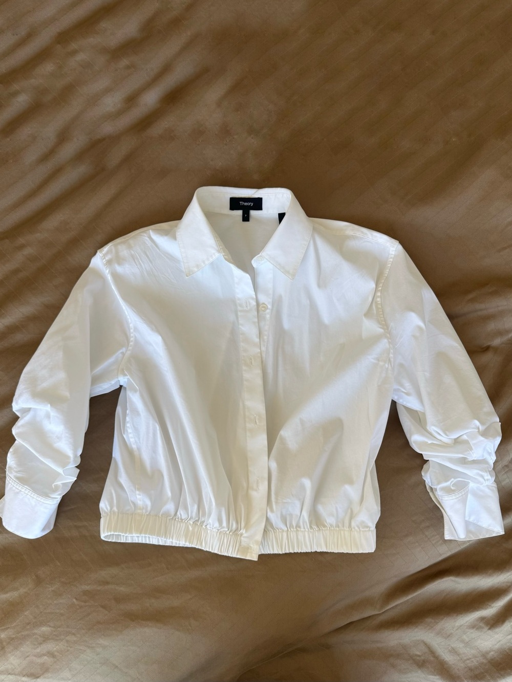 THEORY Cropped Shirt Shacket in Good Cotton Poplin - XS